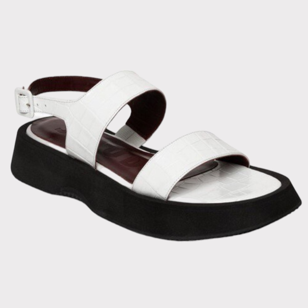STAUD - Nicky Flatform Sandal - White Faux Croc -  Size EU 41 / US Size 10-10.5